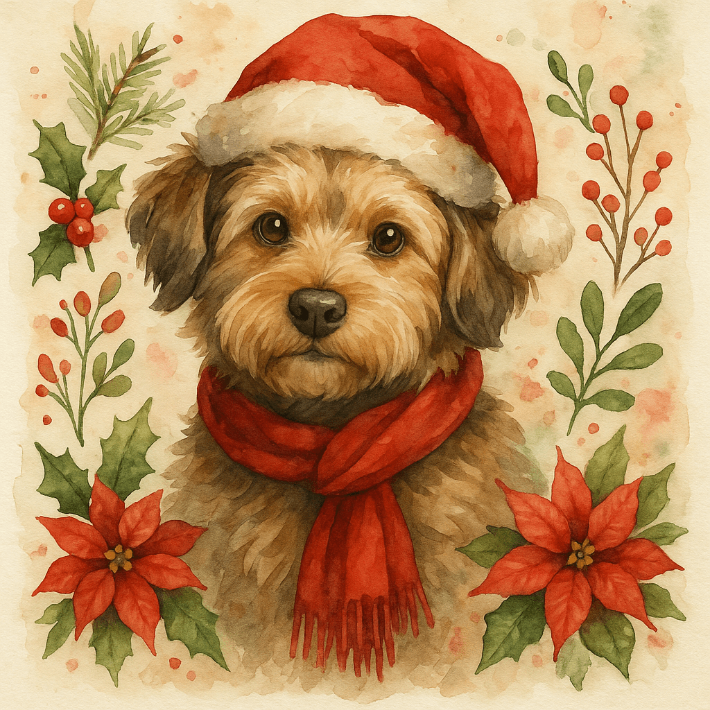 Festive Fur & Holiday Cheer - AI pet portrait art style